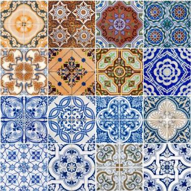 Imagem de Papel de Parede Adesivo Lavável Para Cozinha Banheiro Azulejo Rolo 1m 