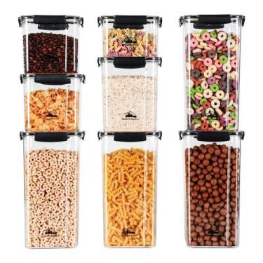 Imagem de Kit com 8 Potes para Mantimentos Hermeticos, Porta Alimento com Tampa 