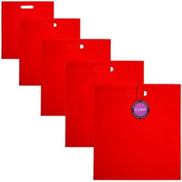Imagem de Kit 5x Sacolas em TNT Premium Termo Selada 35x39cm Nice TopGet, Vermel
