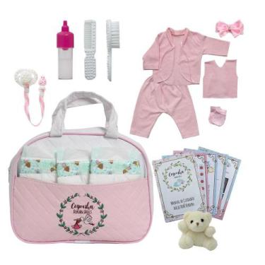 Imagem de Bolsa Maternidade Rosa c Roupa+Acessórios+Fralda Bebê Reborn - Saída M