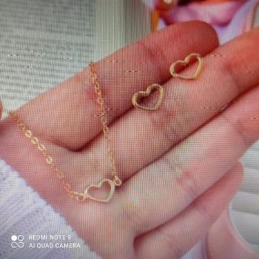 Imagem de Conjunto Rommanel Brinco e Pulseira coração 551674 526499