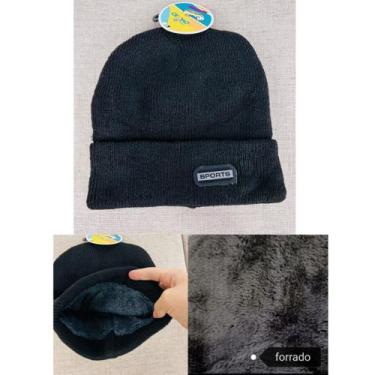 Imagem de Gorro Touca Sport Forrado Preto Unissex Feminino e Masculino Para Frio