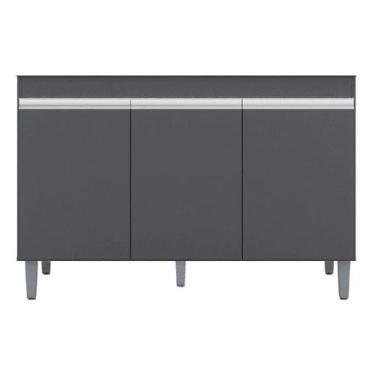 Imagem de Balcão P/ Pia e Gabinete Manu 120cm 3 Portas - AJL Móveis, Cinza