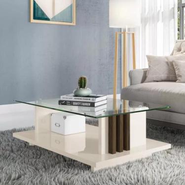 Imagem de Mesa de Centro Frizz com Tampo de Vidro  Savana/Off White - Madetec