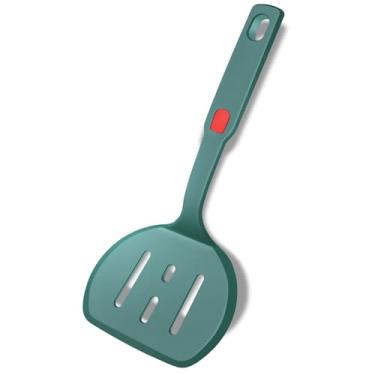 Imagem de Contiup Espátula de silicone de grau alimentício, espátulas de panqueca com fenda redonda para panelas antiaderentes, omelete, ovo, espátula, espátula, 315 °C, resistente ao calor (verde)