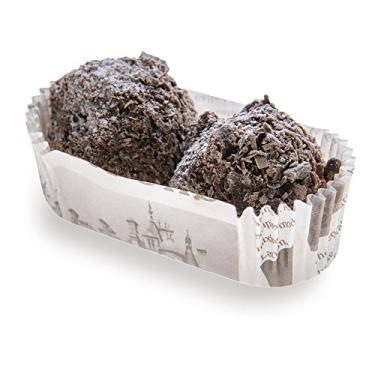 Imagem de Copos de assar premium de 7,6 cm da Panificio: Copos de assar de papel elíptico de encadernação regular, perfeitos para muffins, cupcakes ou mini lanches - Design impresso em preto e branco - Descartável e reciclável - 200-CT
