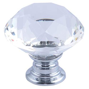 Imagem de Puxador de gaveta de vidro cristal em forma de diamante premium de 30 mm (1,2 pol.) Puxador de gaveta de armário puxadores com parafusos de prata para armário de escritório doméstico DIY - Pacote com 10 (transparente)