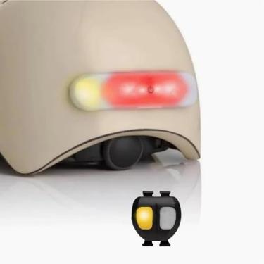 Imagem de Luzes sem fio para capacetes de bicicleta, scooters - com setas direita/esquerda - controle remoto do guidão - recarregável por USB... (iluminação ligada)