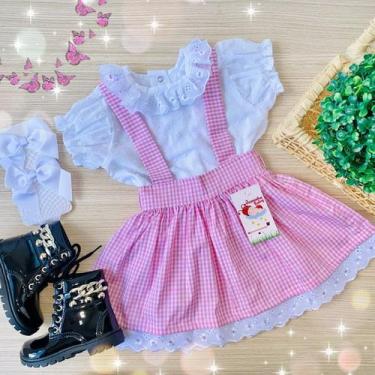 Imagem de Salopete Fazendinha Xadrez Rosa Lizzie - Joaninha Baby, 04 ANOS