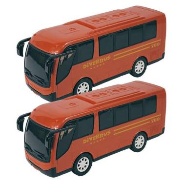 Imagem de Kit 2 Onibus Brinquedo De Plástico Diverbus 21Cms - Diverplás, 2x verm