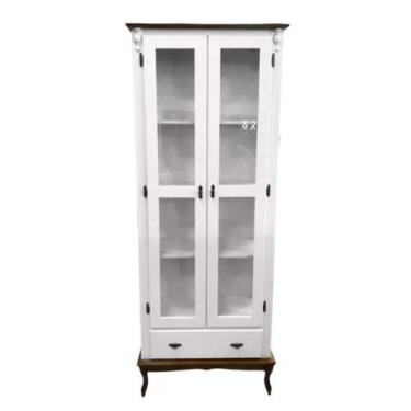 Imagem de Cristaleira 205X80cm 2 Portas + 3 Prateleiras Maciças + 1 Gaveta - Pés