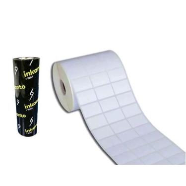 Imagem de Kit 10 RLS Etiqueta 33x22 mm Couchê Branco + 5 Ribbons Cera - clickweb
