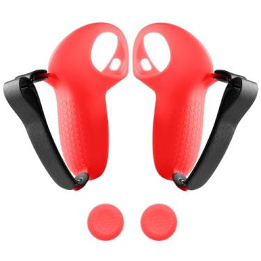 Imagem de Capa protetora de controle VR para Meta Quest 3, capa protetora de silicone antiderrapante com alça ajustável compatível com acessórios Oculus Quest 3,