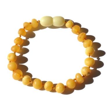 Imagem de Pulseira e Tornozeleira Infantil 15cm Âmbar Báltico Milk Não Polido - 