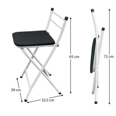 Imagem de Banco Banqueta baixa com encosto VIENA - WRM Metal, Branco - Assento p