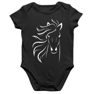 Imagem de Body Bebê Algodão Cavalo Traços - Foca na Moda, Preto, M