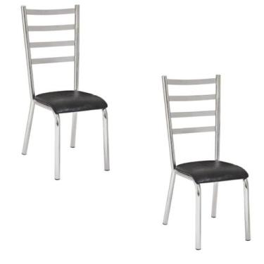 Imagem de Kit 2 cadeiras Laura cromada para cozinha-assento preto - GAT MAGAZINE
