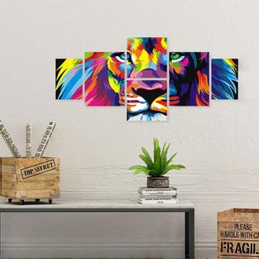 Imagem de Quadro Decorativo Mosaico Kit Placas Leão Colorido - PAPEL E PAREDE AD