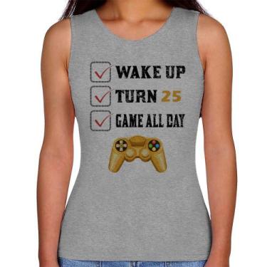 Imagem de Regata Feminina Wake Up, Turn 25, Game All Day - Foca na Moda, Cinza, 