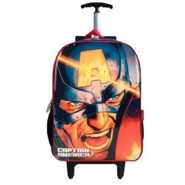 Imagem de Mochila Escolar Infantil Juvenil De Rodinhas Capitão América - Luxcel,