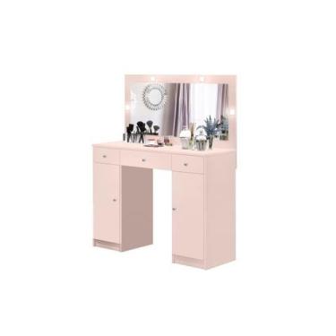 Imagem de Penteadeira Com Espelho Gavetas e Portas Realeza - LOJAS PRIMELAR, Ros
