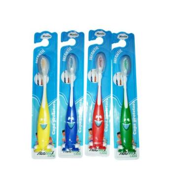 Imagem de ESCOVA DE DENTE INFANTIL MACIA COM CAPA - 12  ESCOVAS cores variadas -