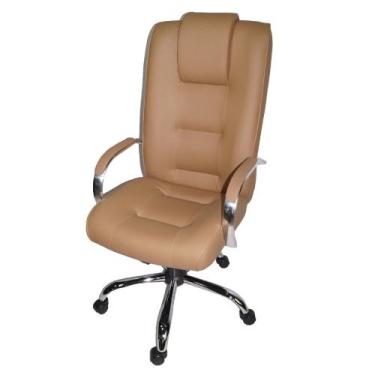 Imagem de Cadeira Escritório Presidente Classic Caramelo Cromada Relax - ErgoDec