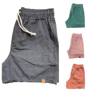 Imagem de Kit 4 Shorts Mauricinho Plus Size Fio Tinto Linho 3 Bolsos - C&C, Chum