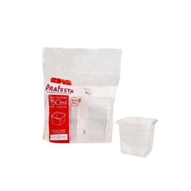 Imagem de Pote Quadrado para Bolo de Pote  750Ml. C/ Tampa C/8x20 Un. PRAFEST8 -