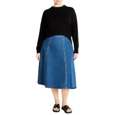 Imagem de City Chic Saia jeans HI LO MIDI plus size em jeans médio, Jeans médio, 56