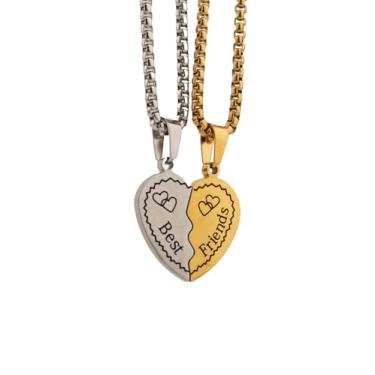 Imagem de Scddboy Colar BFF para 2, colares de melhor amigo, colares para casal dele e dela pingentes de coração partido, Aço inoxidável, Coração partido