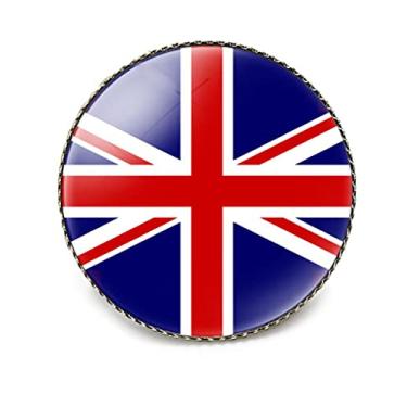 Imagem de vmcoatdu Broche redondo de 2,5 cm da bandeira da Inglaterra da Grã-Bretanha, broche de viagem internacional, metal e vidro, emblema de lembrança para chapéu e mochila, One Size, Sem Pedra Preciosa
