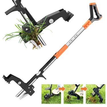 Imagem de Ferramenta extrator de ervas daninhas, extrator de ervas daninhas destacável, ferramentas de remoção de ervas daninhas, aço inoxidável resistente, 3 garras com cabo longo de 99,8 cm, ferramentas de