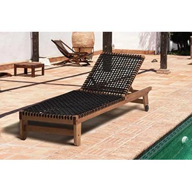 Imagem de Espreguiçadeira Piscina de Madeira Trama Oppa Design - Jatobá e Corda Preta