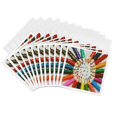 Imagem de 3dRose Lápis de cor em vitral – Cartões comemorativos, 15 x 15 cm, conjunto de 12 (gc_14272_2)