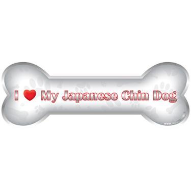 Imagem de iLeesh I Love My Japanese Chin Bone Car Ímã refletivo cromado
