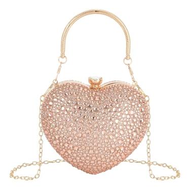 Imagem de Zeph Hosea Bolsa feminina em forma de coração, bolsa de mão para festa de casamento, noite, mini bolsa de corrente para coquetel, formatura, bolsa de ombro, Glitter dourado, 2.3 inches (L) x 5.5