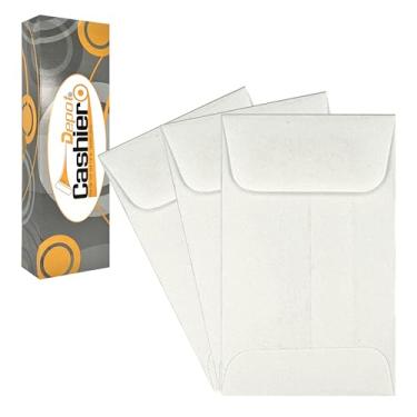 Imagem de Envelopes de moedas e peças pequenas 500 Cashier Depot #3, 6 cm x 11 cm, branco premium, 10,9 kg, aba completa de chiclete 500/caixa