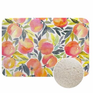 Imagem de Tapetes de banho em aquarela pêssegos para banheiro, design de frutas, tapetes de banho laváveis à máquina, tapete para decoração de quarto para chuveiro, piso de 50 x 78 cm