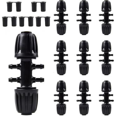 Imagem de Kalolary 10 peças, tubo de irrigação farpado de 1/2" a 1/4" ajuste de qualidade premium (serve para ID de 13 mm/4 mm ID), conector fêmea de bloqueio de tubo 812 para adaptador de seis vias de diâmetro variável de 47 tubos