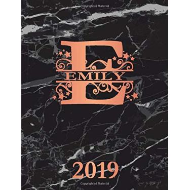 Imagem de Emily 2019: Personalized Name Weekly Planner 2019. Monogram Letter E Notebook Planner. Black Marble & Rose Gold Cover. Datebook Calendar Schedule