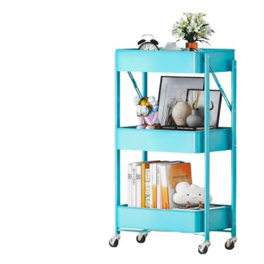 Imagem de Carrinho Armario Desmontável 3 Prateleiras Azul Aramado