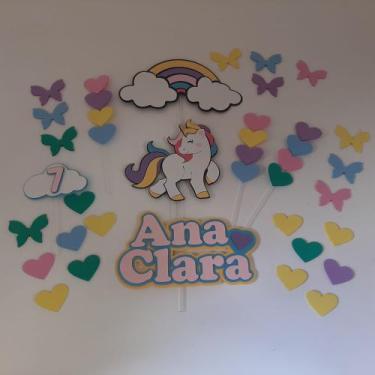 Imagem de Topo De Bolo Unicórnio Personalizado coração - MIWL ART