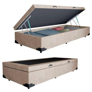 Imagem de Cama Box Baú Solteiro Suede + Colchão De Espuma D33 - Serene - 88cm Bege