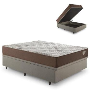 Imagem de Base Box Baú Casal 138x188 Linho Bege com Colchão Relax Adorabile Mola