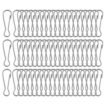 Imagem de PATIKIL Ganchos de cordão, 60 peças de aço inoxidável de 50 mm 304 ganchos de pressão de mola fecho de metal para chaveiro, chaveiro, cartão de identificação, cortina de chuveiro, preto