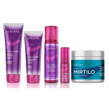 Imagem de Liso Mágico Completo 4 Produtos + Máscara Extrato de Mirtilo 450g - Lo