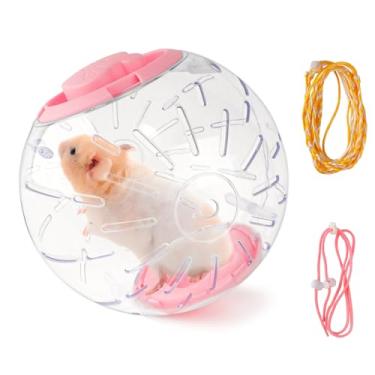 Imagem de LovelyPaws Bola de Exercício Transparente de 18 cm para Hamster com Corda de Tração e Corda Traseira, Acessório de Gaiola de Hamster para Reduzir o Tédio e Aumentar a Diversão