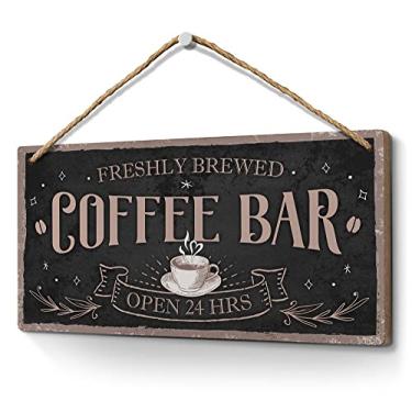 Imagem de Heuhuww Placa De Bar De Café Recém-Preparado 6" X 12" Decoração De Canto De Café Retrô, Acessórios De Decoração De Bar De Café, Placas De Decoração De Café Para Cozinha De Bar De Café, Presentes Par