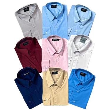 Imagem de KIT 09 peças - Camisa Social Manga Longa Slim e Tipo Linho (sem preto 